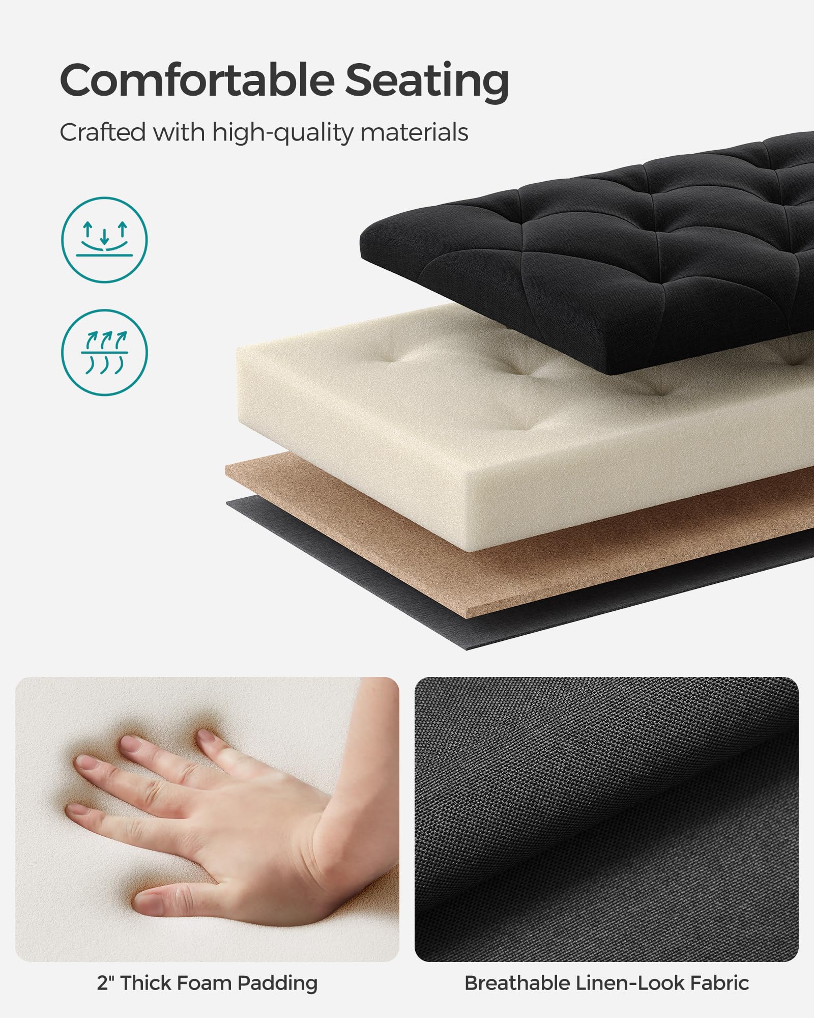 Songmics Storage Ottoman Bench, Foot Rest With Legs, 15.7 X 43.3 X 15.7 Inches, End Of Bed Bench, Storage Chest, Load Up To 660 Lb, For Living Room, Bedroom, Entryway, Ink Black Ulsf088B01