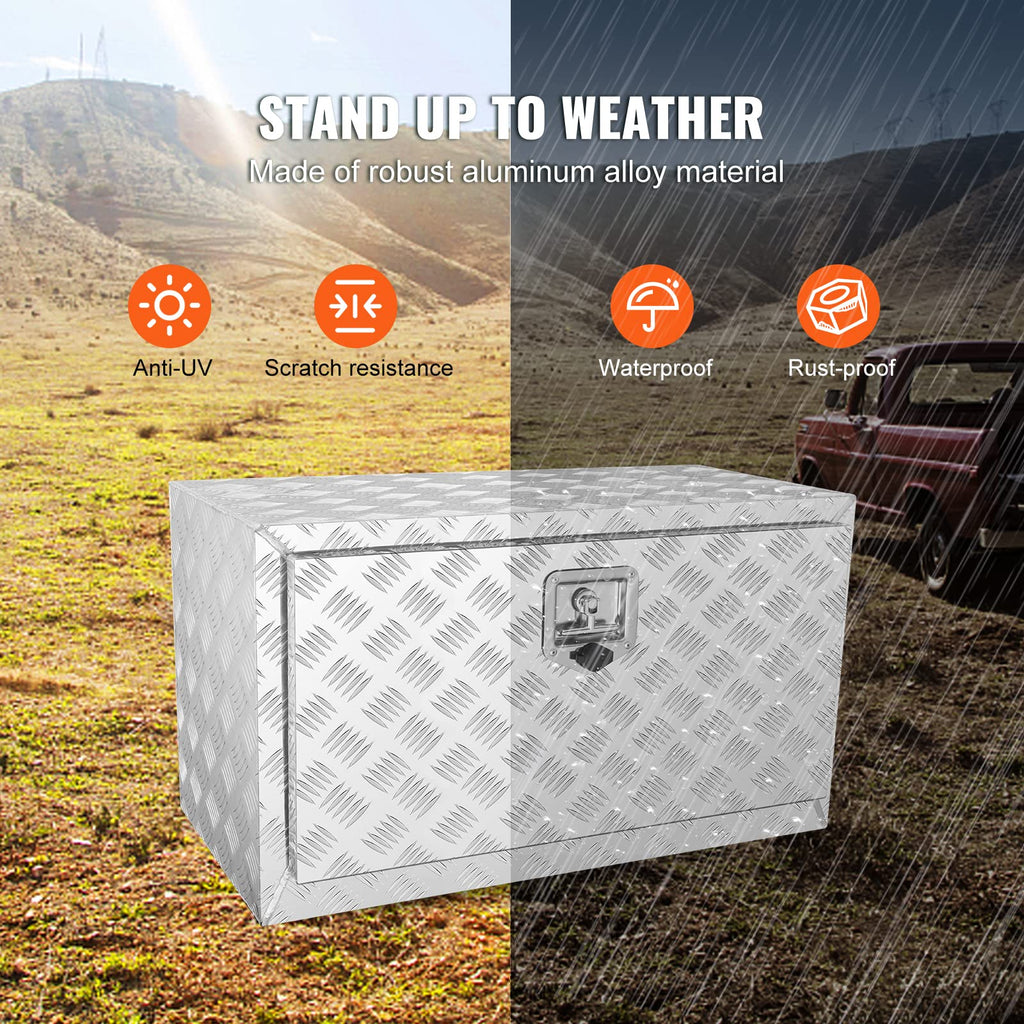 Vevor Underbody Truck Box, 30''  14''  16'' Pickup Storage Box, Heavy Duty Aluminum Diamond Plate Tool Box With Lock And Keys, W