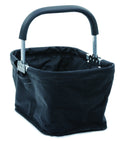 Rsvp International Collapsible Market Basket Aluminum Frame, Large Zip Side Pocket, 17X11X18'', Black