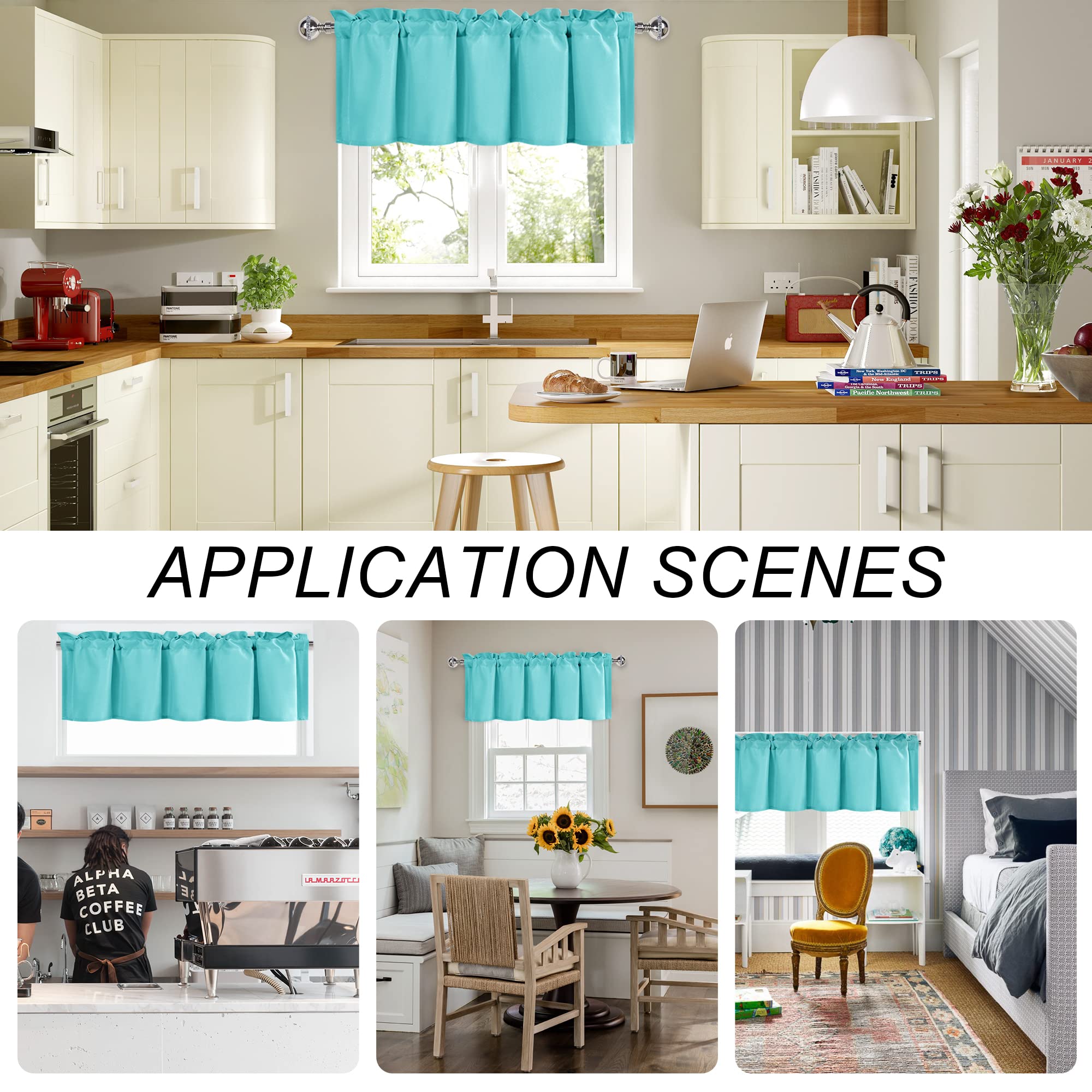 Dwcn Valance Curtains For Living Room, Kitchen Valance Solid Short Topper, Rod Pocket Basement Curtain For Window Treatment, 1 P