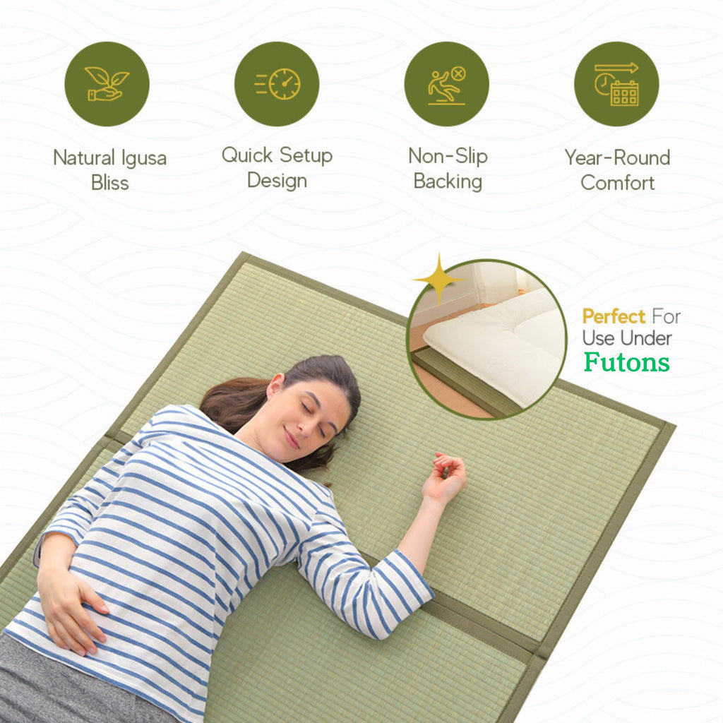 Miina Japanese Traditional Tatami Mattress, Igusa (Rush Grass) Tatami Mat, Floor Mattress, Japanese Floor Mattress,Japanese Futon, 55'X78' (Full, Natural)