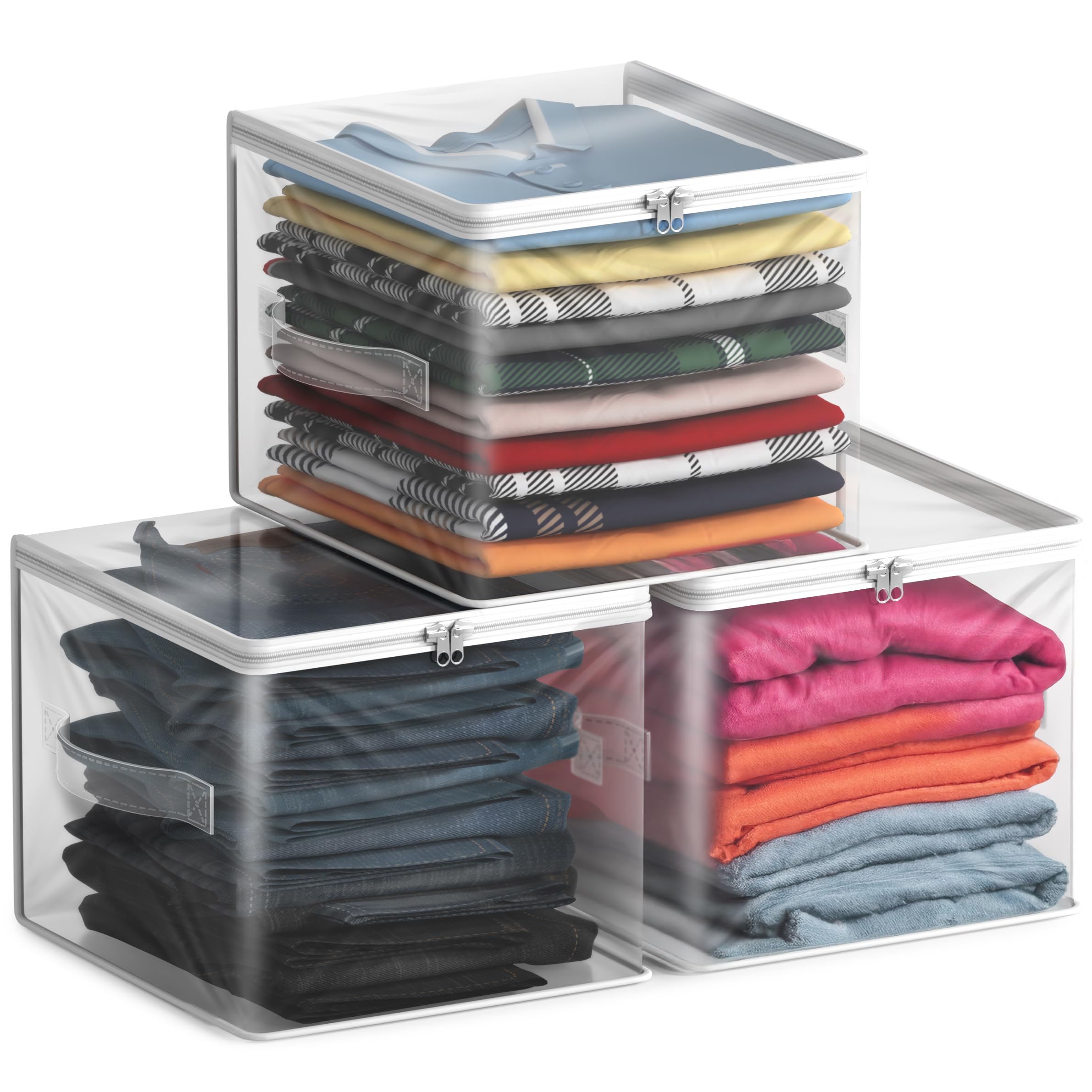Sorbus clear Storage Bag - Foldable Large Plastic Bags with Zipper & Carry Handles, Great for Clothes, Blankets, Closets, Bedroo