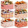 Mifoci 6 Pcs Large Fall Gift Baskets with Handles Bulk Thanksgiving Storage Baskets Autumn Pumpkin Maple Leaves Fabric Storage B