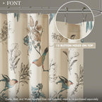 Madison Park Shower Curtain, Bird & Leaf Print, Farmhouse Shower Curtain For Bathroom, Modern Country Bathroom D  Cor, Machine W