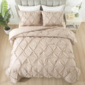 Andency Wheat Comforter Full Size, 3 Pieces Lightweight Pinch Pleat Comforter Sets For Full Bed, Soft Microfiber Bedding Comforter Set(1 Pintuck Comforter And 2 Pillowcases)