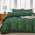 Warmdern Boho Duvet Cover Set King Size,Forest Green Striped Duvet Cover Microfiber Bedding Set,3Pcs Ultra Soft Breathable Light