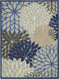 Nourison Aloha Indoor/Outdoor Blue/Multicolor 7'10' X 10'6' Area Rug, Tropical, Botanical, Easy Cleaning, Non Shedding, Bed Ro