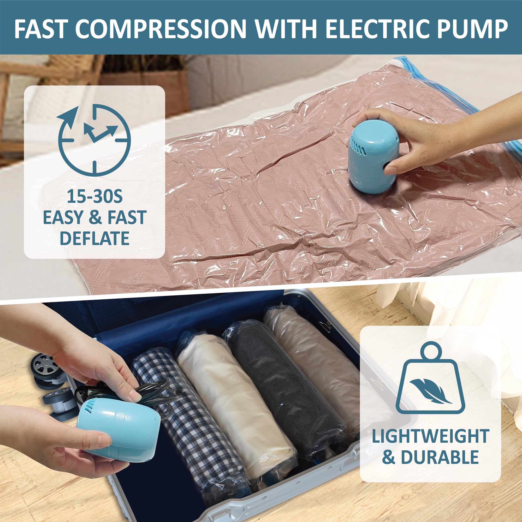 22 Vacuum Storage Bags With Electric Pump, Vacuum Sealed Storage Bags (3Jumbo/3Large/8Medium/8Small), Space Saver Vacuum Seal Ba