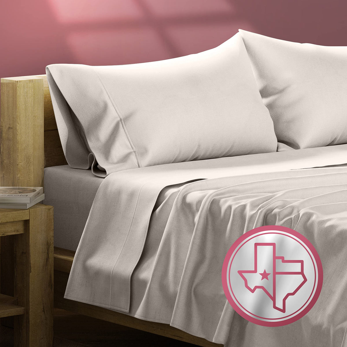 Texas Linen Co. Egyptian Cotton California King Bed Sheets - 800 Thread Count 4 Pc Beige Bed Sheet For Calking Size Bed, Sateen