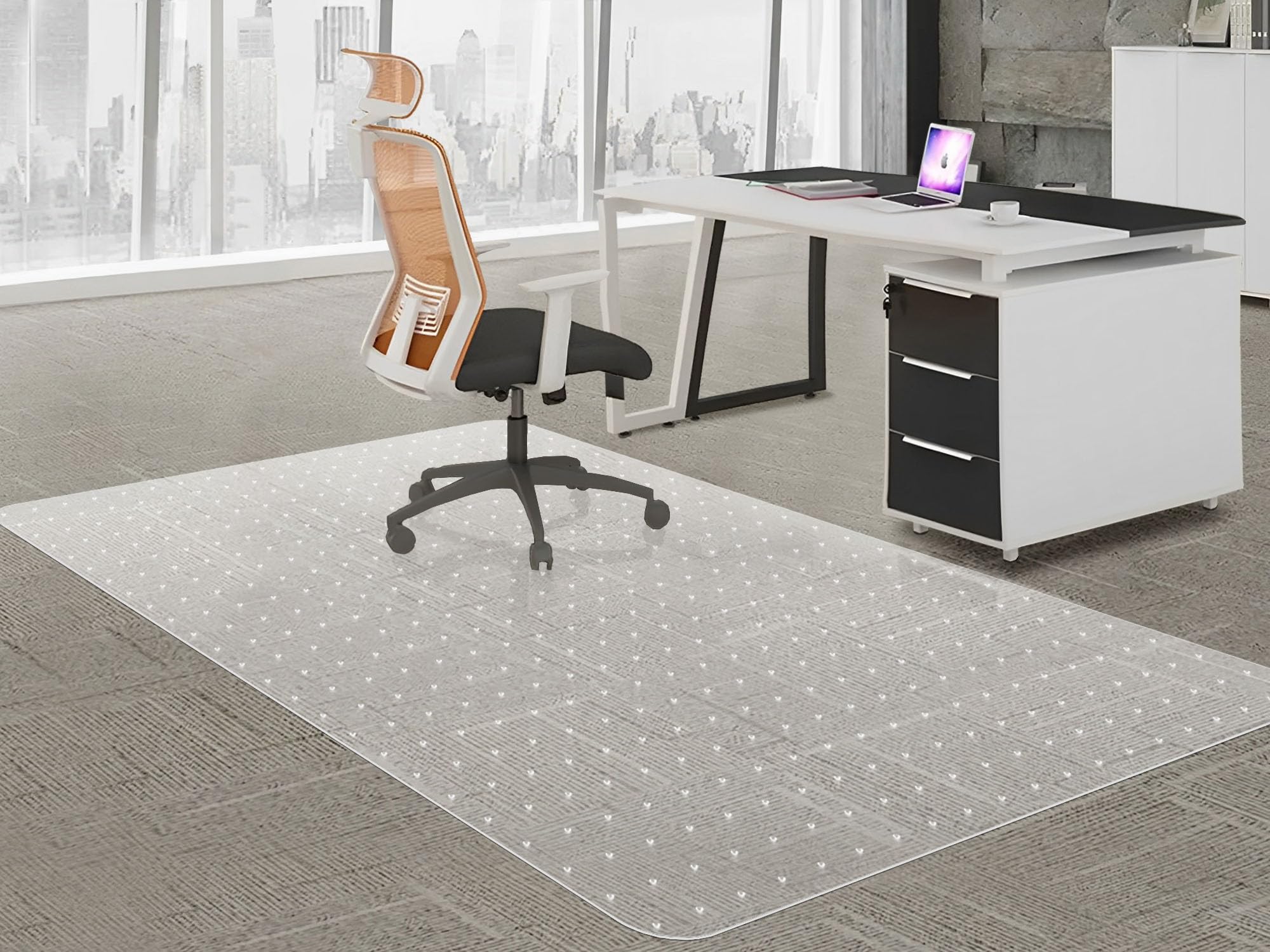 Homek Extra Large Office Chair Mat For Carpeted Floors, 96' X 46' Clear Desk Floor Mat For Low Pile Carpets- Easy Glide Plasti