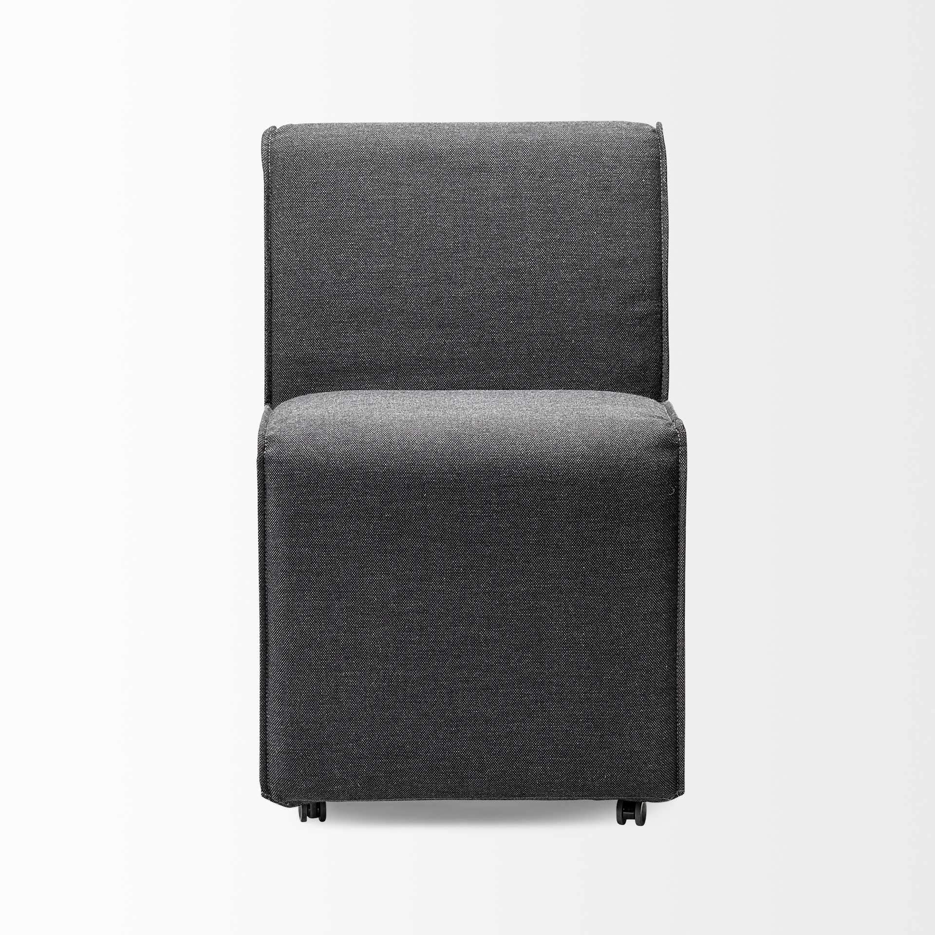 HomeRoots Fully Upholstered Grey Fabric Dining Chair on Casters