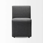 HomeRoots Fully Upholstered Grey Fabric Dining Chair on Casters