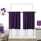 Koufall Dark Purple Curtains For Bathroom Window,Small Curtains For Kitchen,Royal Purple,30 Inch Length