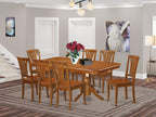 East West Furniture NAAV9-SBR-W 9 Piece Kitchen Table Set Includes a Rectangle Dining Table with Butterfly Leaf and 8 Dining Chairs, 40x78 Inch, Saddle Brown