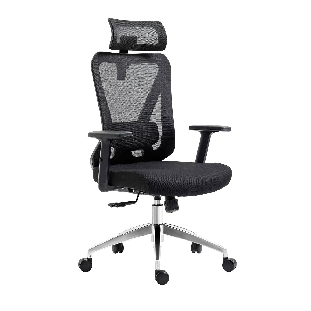 Techni Mobili Truly Ergonomic Office Chair with Lumbar Support & Adjustable Headrest – Breathable Mesh Office Chair with 5 Precision Adjustment Points, Black