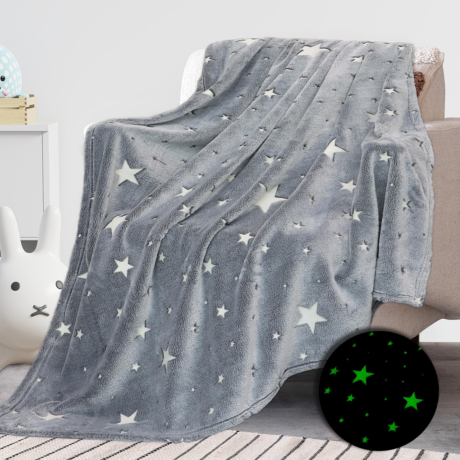 Glow In The Dark Blanket For Kids Unique Birthday Gifts For Girls Boys Teens Soft Cozy Warm Fuzzy Cute Throw Blanket All Seasons