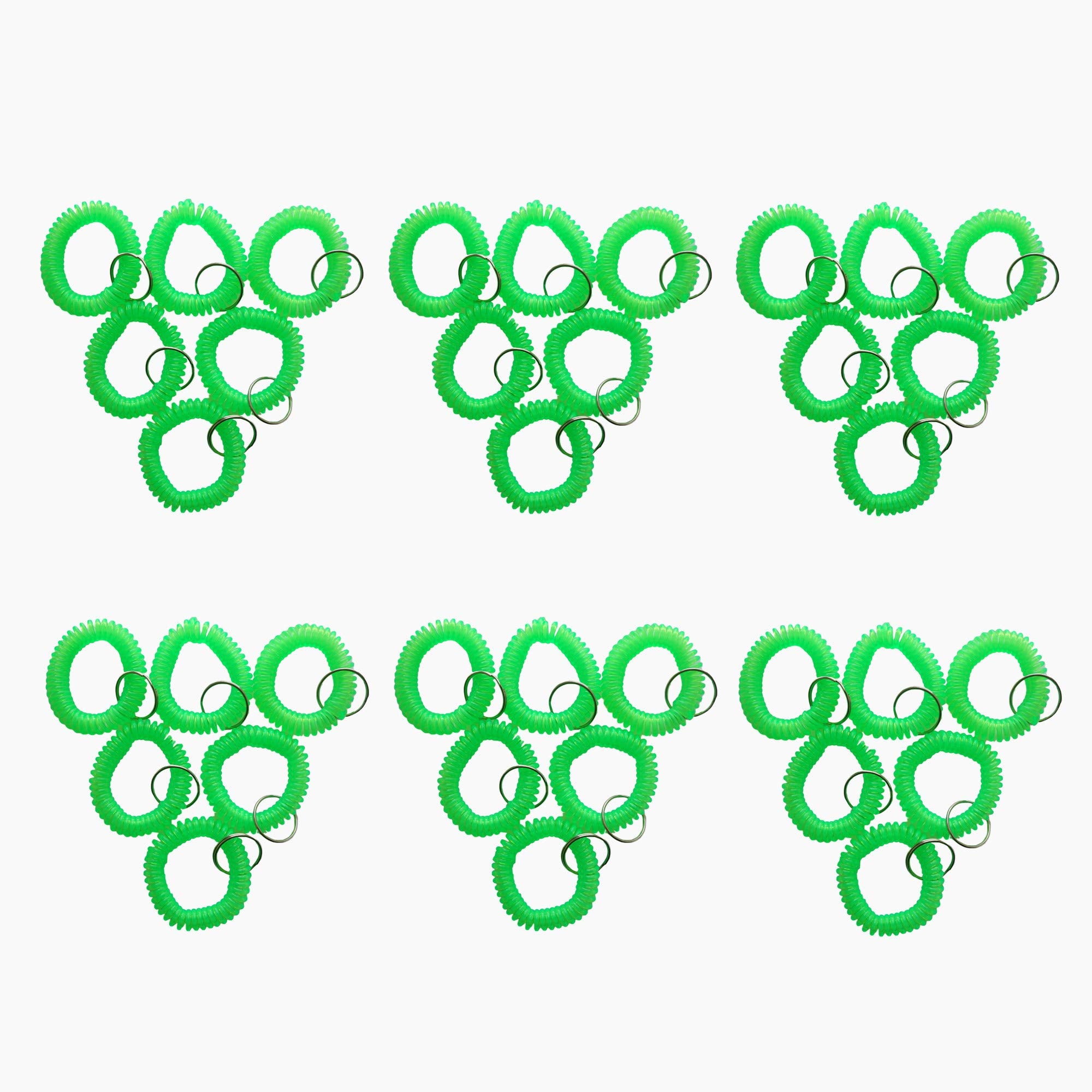 Hamiyell Pack Of 36 Colorful Spring Spiral Wrist Coil Key Chain, Wristband Key Ring (Green)