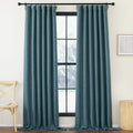 NICETOWN Greyish Blue Room Darkening Linen Curtains for Living Room, Pinch Pleated Faux Linen Blend Thermal Insulated Sou/Noise 