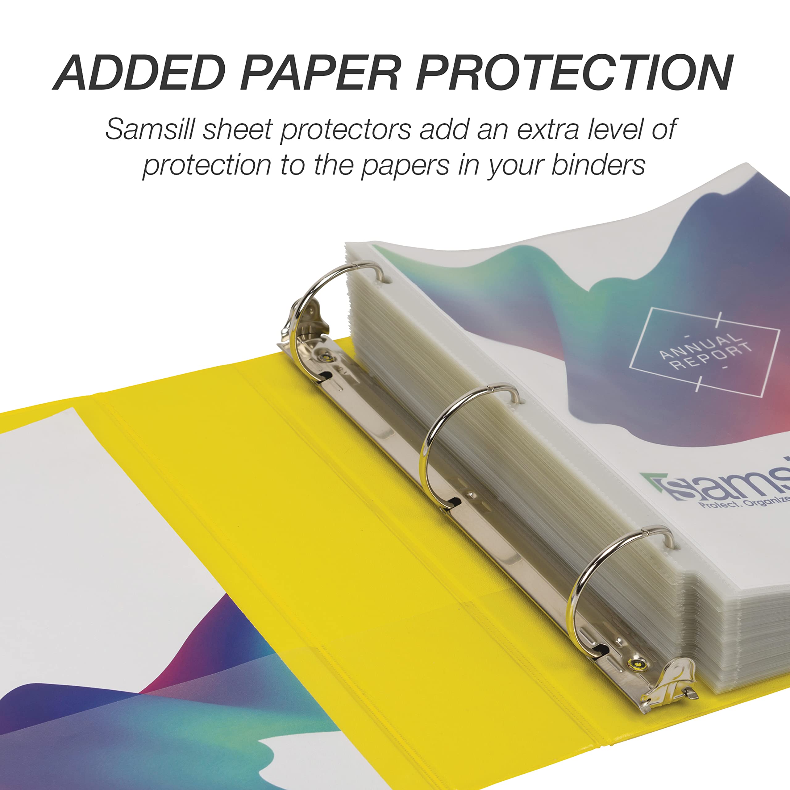 Samsill Durable 2 Inch Binder, Made In The Usa, D Ring Binder, Customizable Clear View Binder, Yellow, 4 Pack, Each Holds 475 Pa