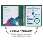 Samsill Durable 1 Inch Binder, Made In The Usa, D Ring Binder, Customizable Clear View Cover, Green, 4 Pack, Each Holds 225 Page