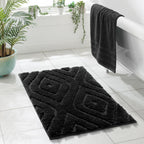 Dexde Black Bathroom Rugs Boho Bath Mat Non Slip Geometric Luxury Soft Washable Carpet For Bathroom Shower Kitchen Entryway Mode