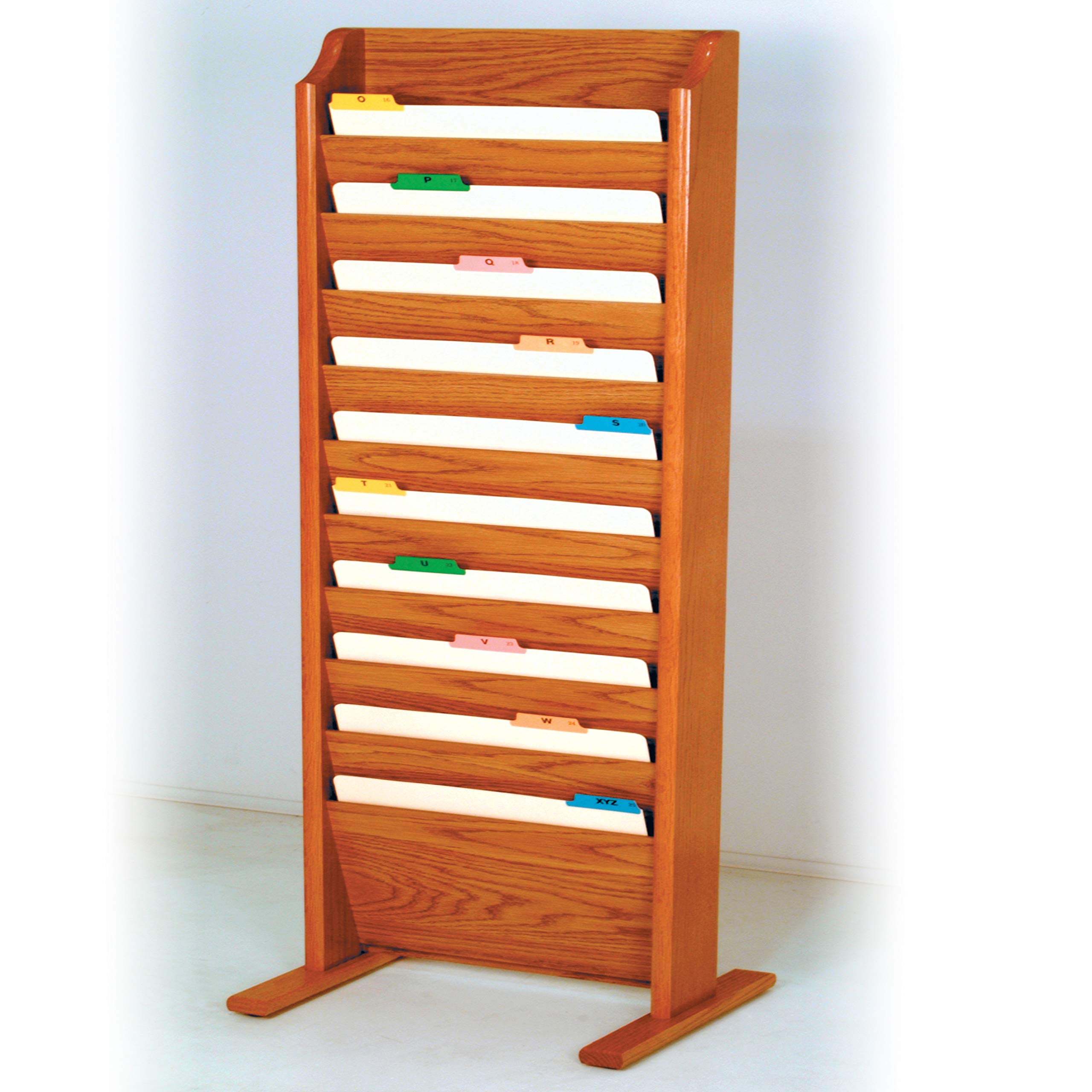 Wooden Mallet 10-Pocket Free-Standing File Holder, Legal Size, Medium Oak