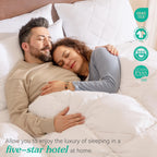 Three Geese White Goose Feather Bed Pillows Standard Size Set Of 1- Soft 600 Thread Count 100% Cotton, Medium Firm,Soft Support