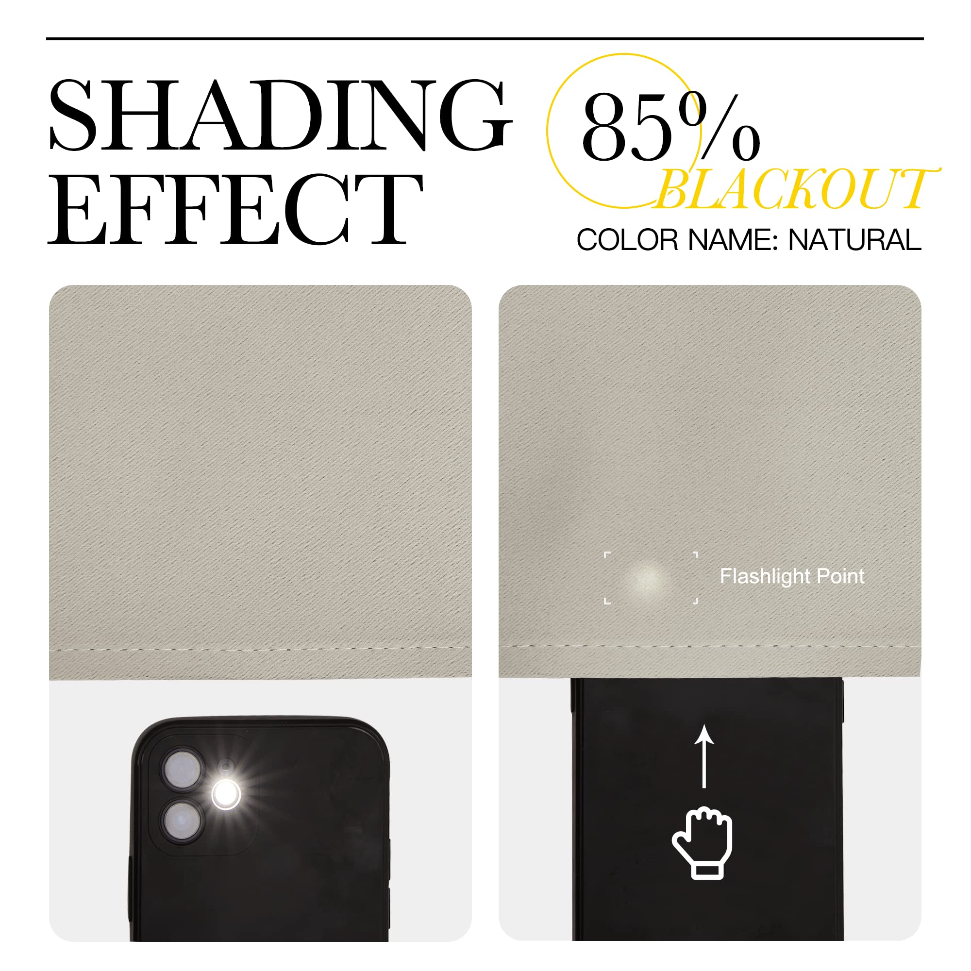 Nicetown Room Darkening Curtains For Bedroom, Natural Thermal Insulated Drapes 72 Inches Long For Office, Loft, Guestroom (1 Panel, 70' Wide Per Panel)