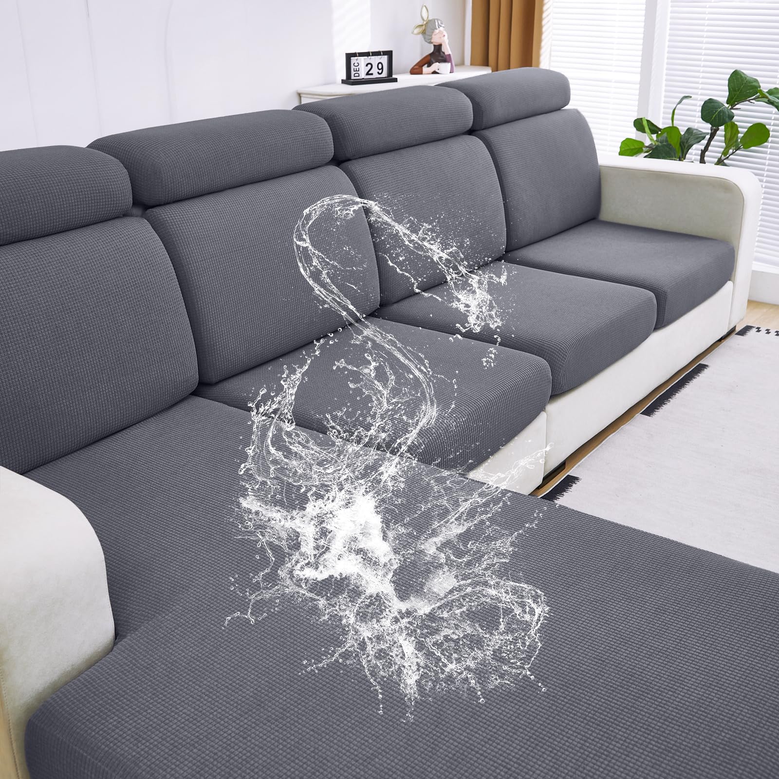 Dissa Waterproof Couch Cushion Covers, Washable Sofa Cushion Cover, Stretch Sofa Slipcovers, Thick Jacquard Fabric, Couch Covers