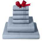 Mellanni Full Sheet Set - 6-Piece Iconic Collection Bedding, (Including 4 Pillowcases), 16-Inch Deep Pocket, Easy Care, Extra Soft, Cooling Sheets, Brushed Microfiber - Blue Hydrangea
