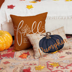 Dfxsz Fall Pillow Covers 12X20 Inch Set Of 4 Buffalo Plaid Fall Blue Pumpkin Throw Pillow Cover Autumn Thanksgiving Decoration F