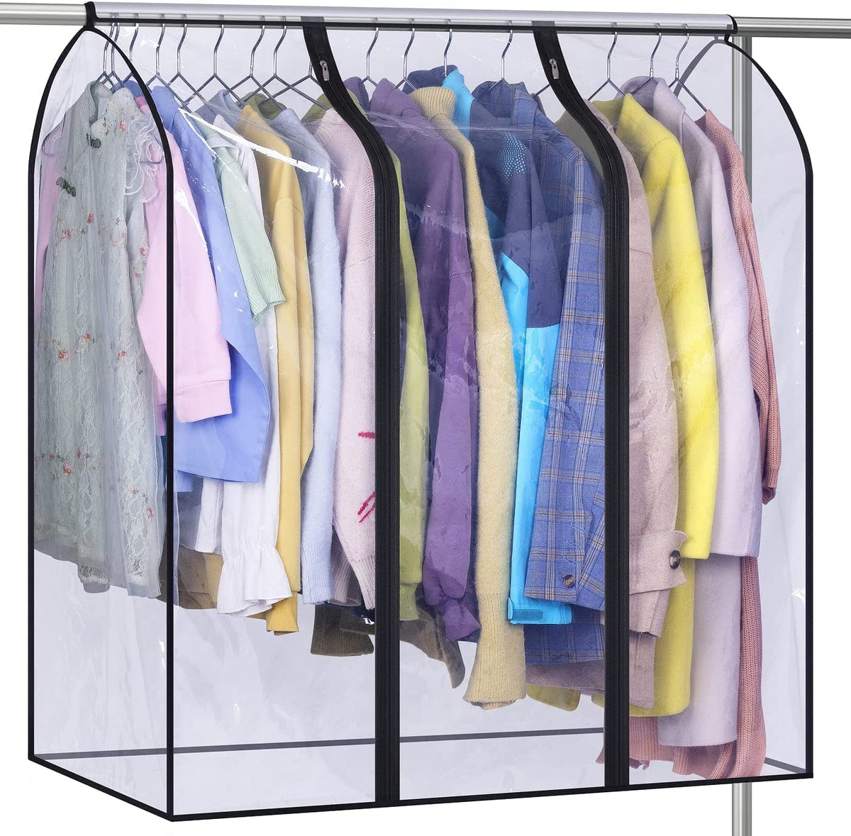 MISSLO 40 Hanging Garment Bags for Closet Storage Clear Garment Rack Cover Bottom Enclosed Cloth Cover Hanging Clothes Storage 
