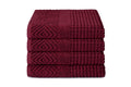 Texere 100% Organic Cotton Jacquard Towel Sets (Diamond, Merlot, 4 Bath Towels)