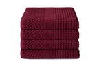 Texere 100% Organic Cotton Jacquard Towel Sets (Diamond, Merlot, 4 Bath Towels)