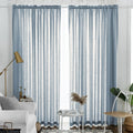 Melodieux Dusty Blue Semi Sheer Curtains 108 Inches Long for Living Room Bedroom, Extra Long Linen Look Rustic Rod Pocket Sheer 