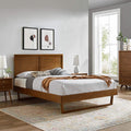 Modway Mod-6625-Wal Marlee Full Wood Platform Bed With Angular Frame, Walnut