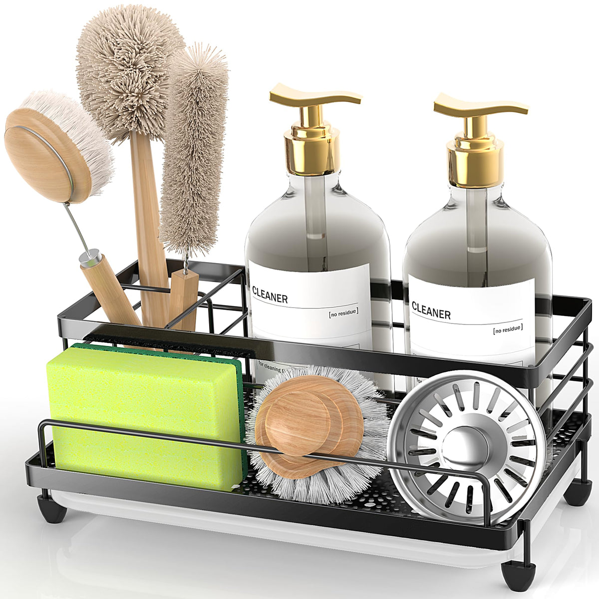 Cisily Sponge Holder , Caddy Organizer, Sink Accessories with Drip Tray, Rustproof and Non-slip , Kitchen Essentials for New Hom