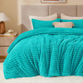 Bedelite Fleece Twin Comforter Set -Super Soft & Warm Fluffy Teal Bedding, Luxury Fuzzy Heavy Bed Set For Winter With 1 Pillow C