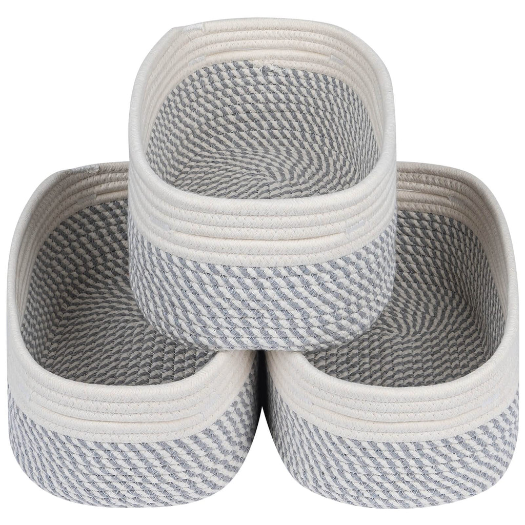 CubesLand Small Woven Storage Baskets for Shelves ,Closet Storage Bins for Shelves, Rope Baskets for Organizing, Baby Nursery To