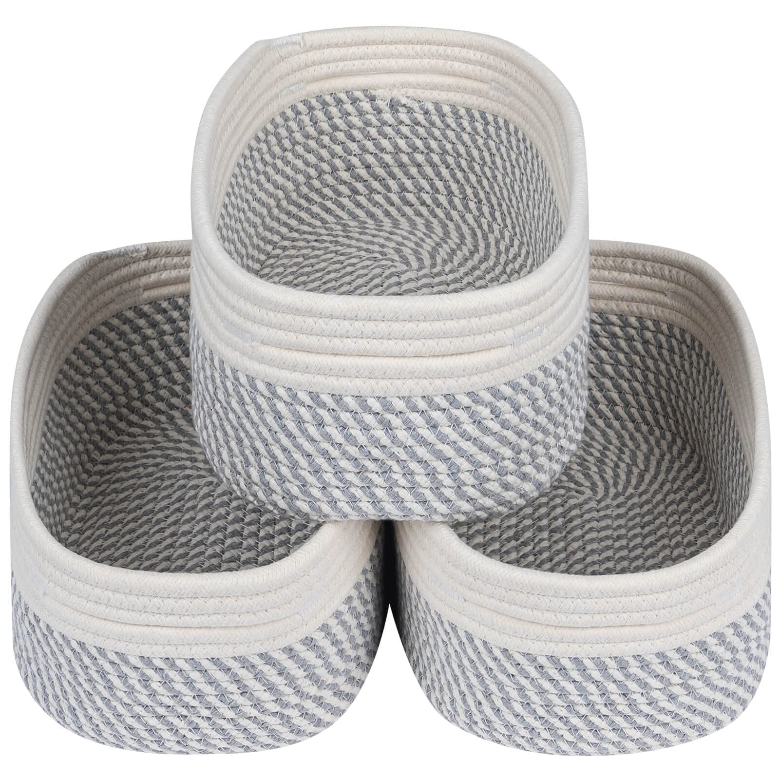 CubesLand Small Woven Storage Baskets for Shelves ,Closet Storage Bins for Shelves, Rope Baskets for Organizing, Baby Nursery To