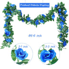 Syhood Artificial Rose Garlands Flower Garland Decorations Rose Vines Leaves Flower Vines Hanging Garlands Fake Rose Flower Vine