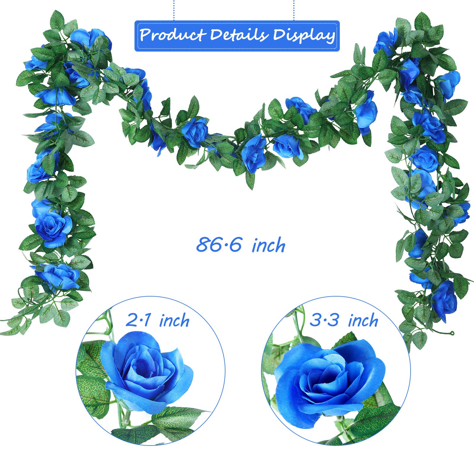 Syhood Artificial Rose Garlands Flower Garland Decorations Rose Vines Leaves Flower Vines Hanging Garlands Fake Rose Flower Vine