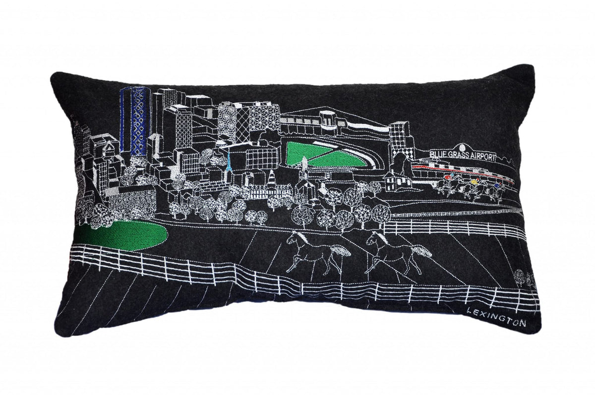 HomeRoots Grey 24' Black Lexington Nighttime Skyline Lumbar Decorative Pillow