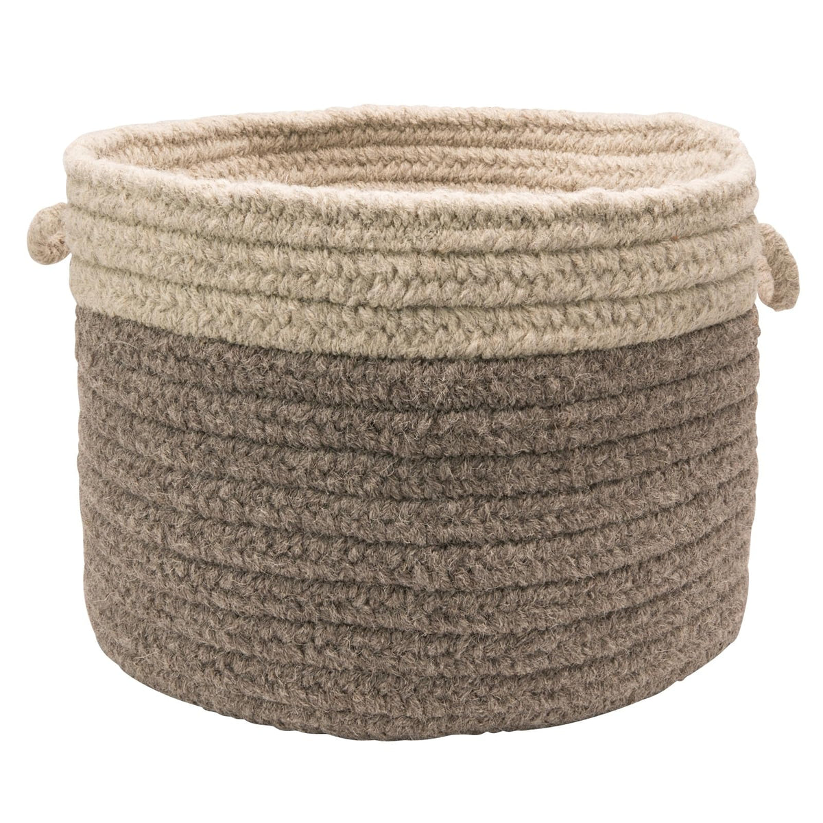 Colonial Mills Chunky Natural Wool Basket, 14&quot;X14&quot;X10&quot;, Light Gray