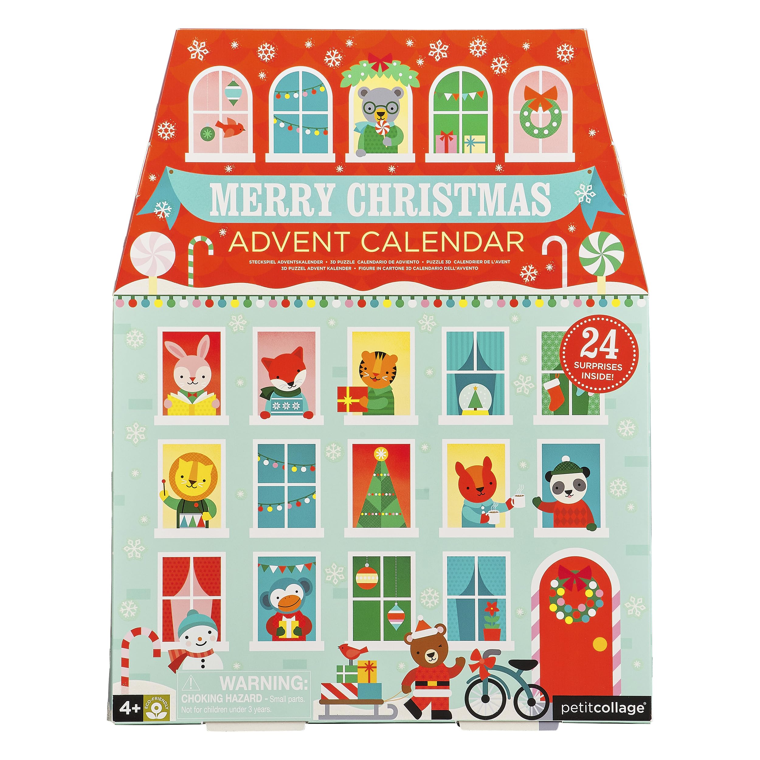 Petit Collage Pop-Out Merry Christmas Advent Calendar for Kids - Toy Advent Calendar for Ages 4 + - Includes 24 Characters, Chri