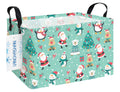 LANGYASHAN Rectangular Christmas Santa Claus Storage Basket with Handles for Organizing Home Kitchen Boys and Girls Toys Office 