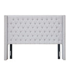 Madison Park Amelia Upholstered Headboard | Nail Head Trim Wingback Button Tufted | King, Grey