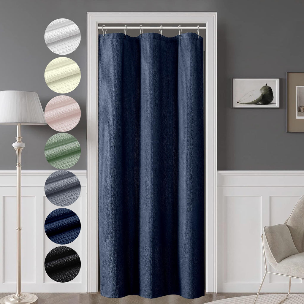 Ovzme Berry Stall Fabric Shower Curtain 36 X 72 Inch - Soft & Waffle Small Blue Shower Curtain For Bathroom With Texture For Nar