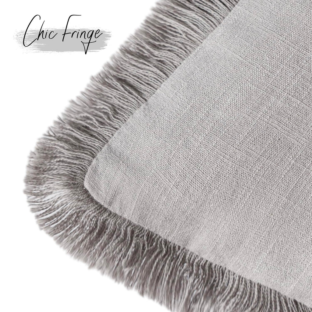 Foindtower Decorative Linen Fringe Lumbar Throw Pillow Covers Cozy Boho Farmhouse Cushion Cover With Tassel Accent Pillowcase Fo