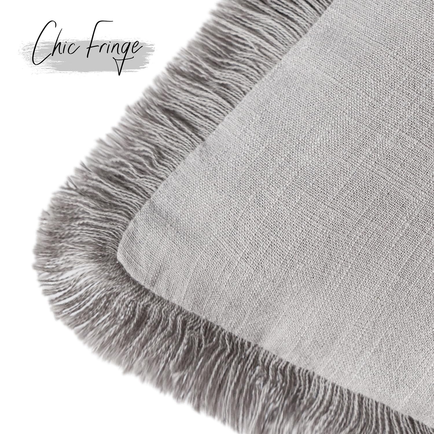 Foindtower Decorative Linen Fringe Throw Pillow Covers Boho Farmhouse Cushion Cover With Tassels Soft Accent Pillowcase For Chai